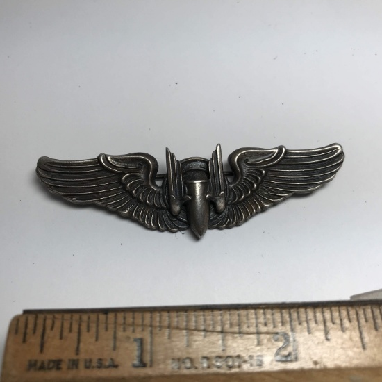 Sterling Silver World War II Aerial Gunner Air Corps Wings Pin