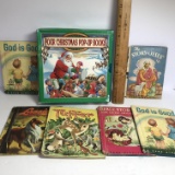 Lot of 1950’s Children’s Books by Rand McNally & Christmas Pop Up Book Set