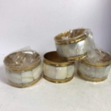 Vintage Gold Tone Napkin Holders with Shell Inlay in Case