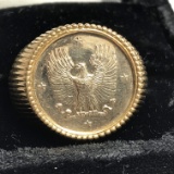 1988 Franklin Mint 585 14KT Gold Eagle Coin on 925 Sterling Ring Size 11