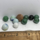 Vintage Lot of Marbles with Wooden Shooter