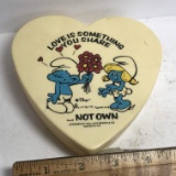 Vintage Smurfs “Love is Something You Share...Not Own” Plastic Heart Box