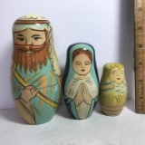 Vintage Hand Painted Nativity Nesting Dolls