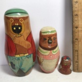 Vintage Hand Painted Bears Nesting Dolls