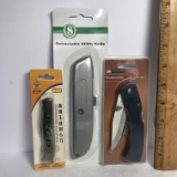Lot of 3 - Utility Knife & 2 Pocket Knives - Never Opened