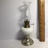 Small Oil Lamp with Milk Glass Center