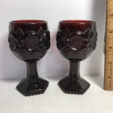 Pair of Vintage Avon Ruby Red Cape Cod Stemware