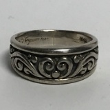 Sterling Silver Ornate Band Size 8