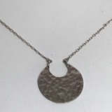 Pretty Hammered Sterling Silver Pendant on 20” Chain