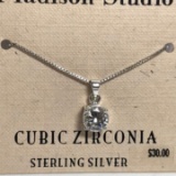 Pretty Cubic Zirconia Pendant on Sterling Silver Chain