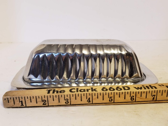 Silvertone Metal Covered Butter Dish
