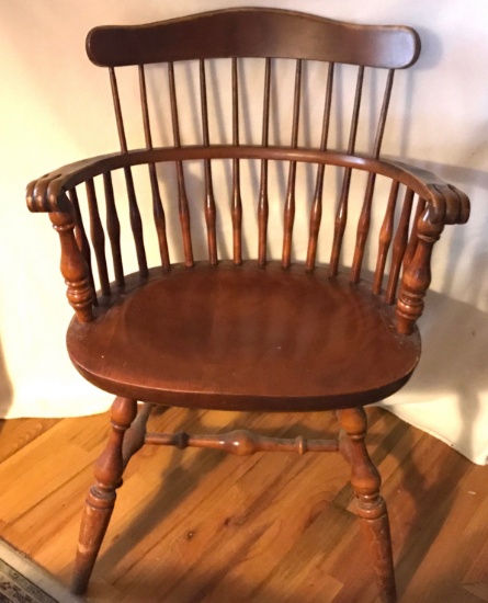 Vintage Wooden Windsor Comb Back Captain's Chair with Claw Arms