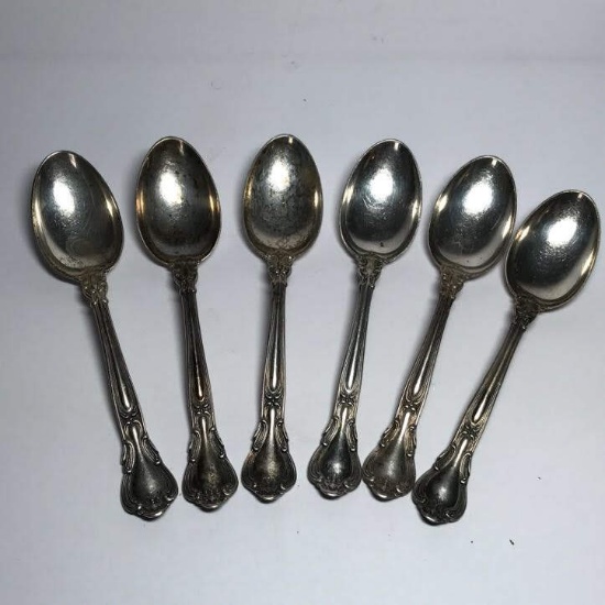 Set of 6 Antique Gorham Sterling Silver Spoons