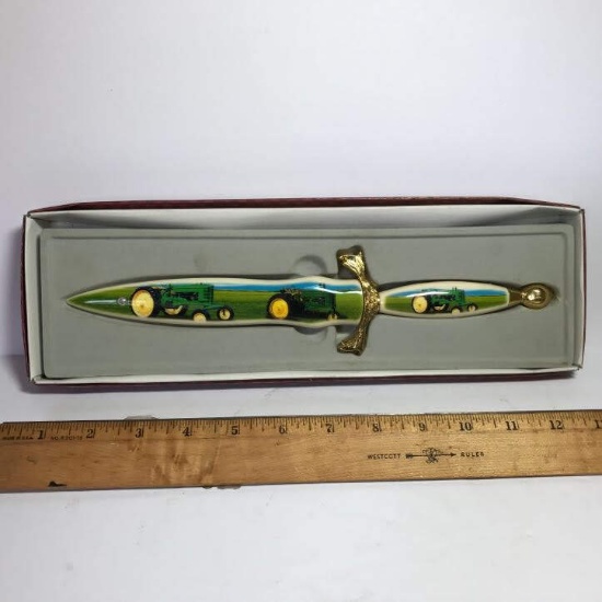 Green Tractor Knife with Sheath in Box