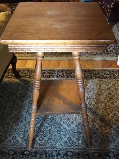 Vintage 2-Tier Oak Side Table