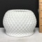 Vintage Milk Glass Candle Holder with Diamond Pattern