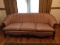 Vintage Victorian Shell Back Sofa with Brass Brad Design & Queen Anne Wooden Legs