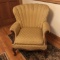 Vintage Shell Back Chair with Queen Anne Legs & Decorative Brass Brads