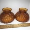 Pair of Vintage Amber Glass Shades