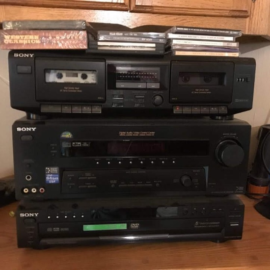 Sony Stereo Cassette Deck Model TC-WE305, Sony FM Stereo FM-AM Receiver & CD/DVD Player