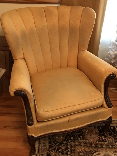 Vintage Shell Back Arm Chair with Ornately Carved Legs