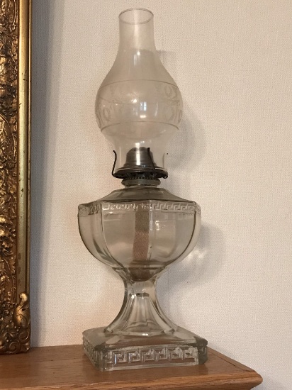 Large Vintage Glass Oil Lamp