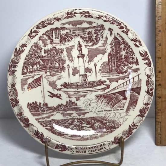 “Spartanburg South Carolina” Collector’s Plate Made for Montgomery Crawford by Vernon Kilns