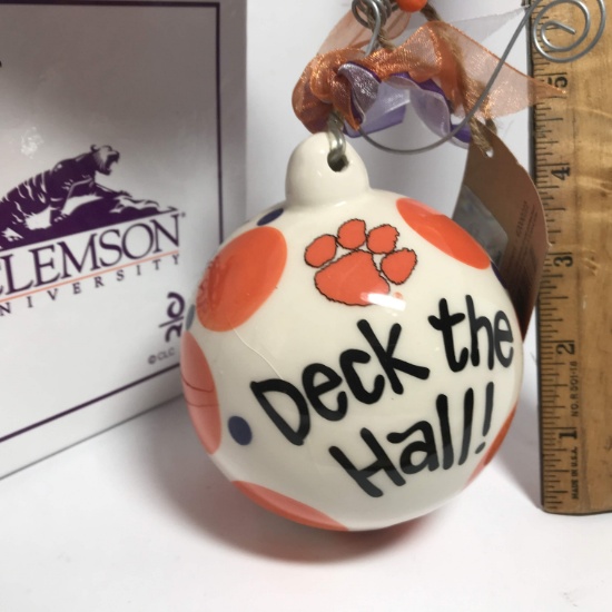 Clemson University “Deck The Hall” Ornament with Box