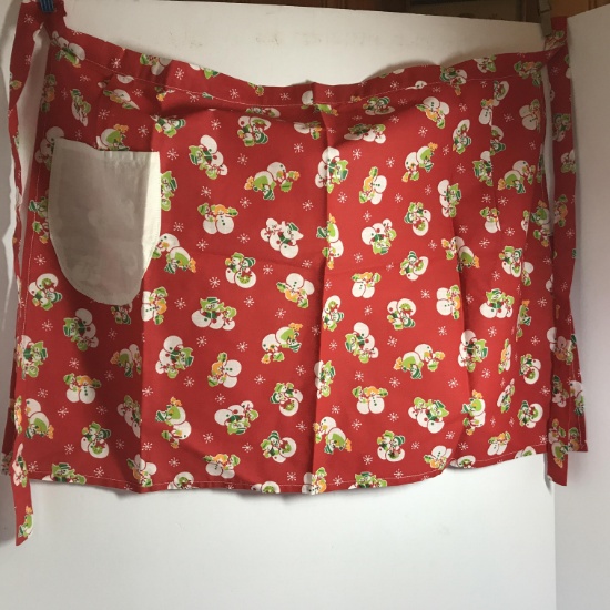 Vintage Christmas Snowman Apron with One Pocket