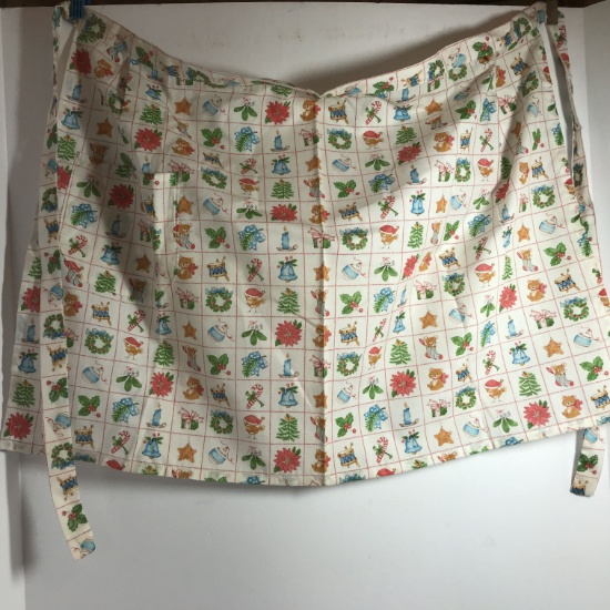 Vintage Christmas Apron with One Pocket
