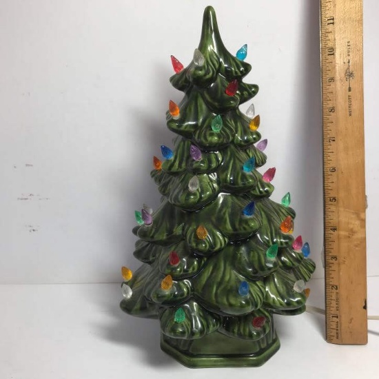 Vintage Small Ceramic Light-up Christmas Tree