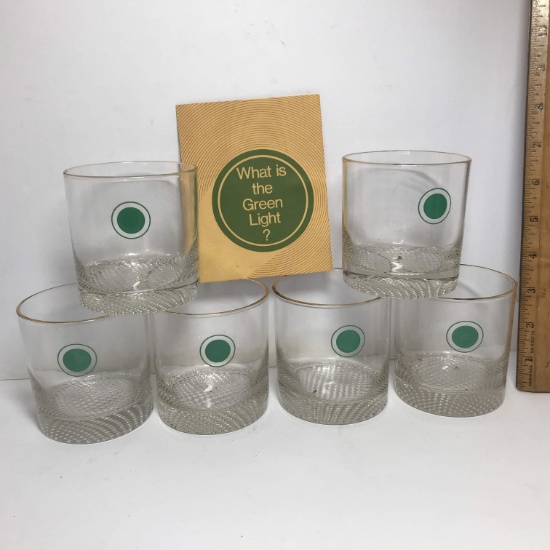 Set of 6 Vintage Southern Railway Presidential Set “Green Light” Glasses -Never Used