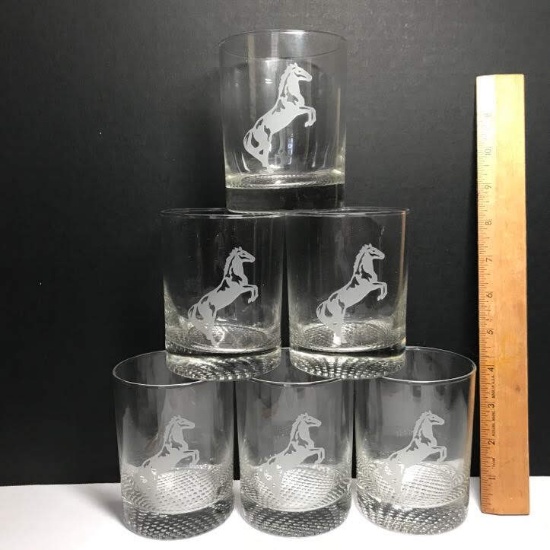 Set of 6 Glasses with Horses - Never Used