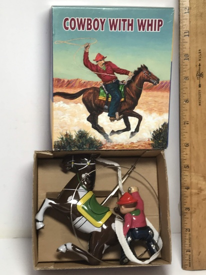Cowboy With Whip Collectible Tin Toy in Box