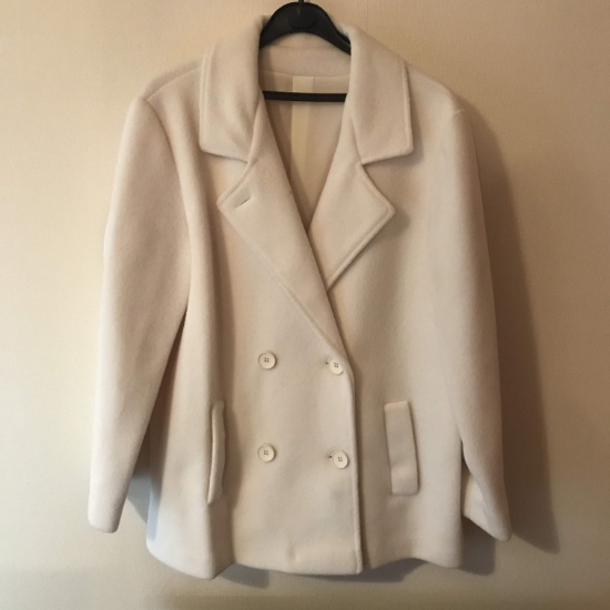 Ivory Wool Ladies Coat Approx Size Med