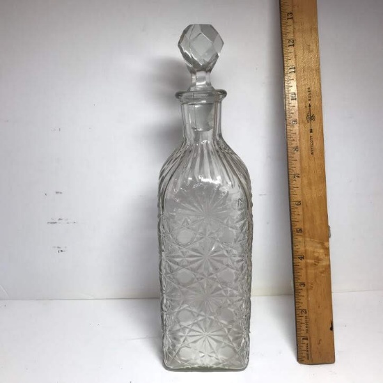 Vintage Tall Glass Decanter with Stopper