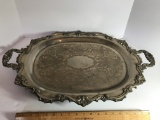 Vintage Large Footed Silver Plated Double Handled Platter