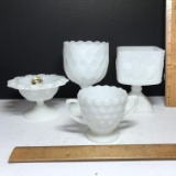 Nice Lot of Vintage Milk Glass- Sugar Bowl, Pedestal Bowls & MORE