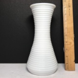 Vintage Ribbed Milk Glass Vase