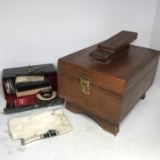 Vintage Shoe Shine Box Full of Shoe Shine Accessories