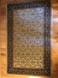 Oriental Area Rug - Made in Belgium 100% Polyfine-Yarn Main colors are Ivory & Black