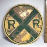 Railroad Crossing Round Metal Reproduction Sign
