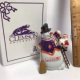 Danbury Mint Clemson University Snowman with Santa Ornament with Box