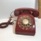 Vintage Red Rotary Dial Desk Telephone