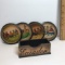 Set of 4 Ecuador Souvenir Coasters with Leather Feel