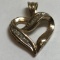 10KT Gold Heart Pendant with Clear Stones