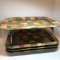 Lot of 4 Vintage Lap TV Trays with Patchwork Quilt Design