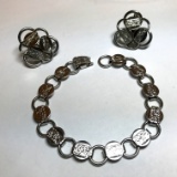 Sarah Coventry Silver Tone Bracelet with Matching Clip-on Earrings