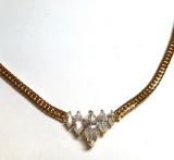 Gold Tone Choker with Clear Stones