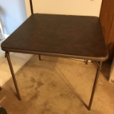 Vintage Metal & Vinyl Top Folding Card Table